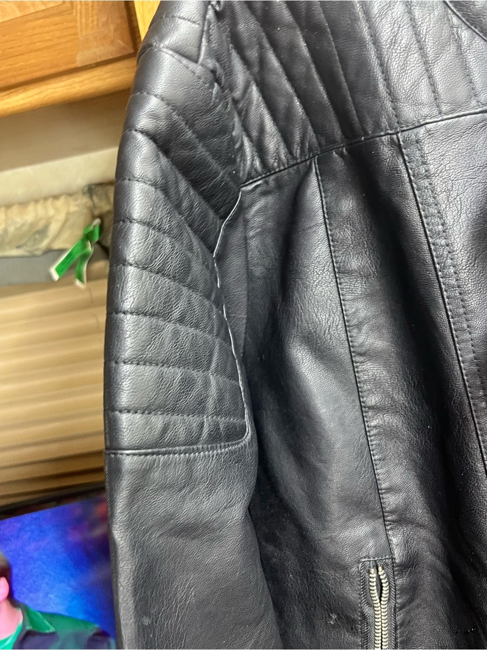 Olivia Miller Black Faux Leather Quilted Shoulder Moto Jacket 3X - Picture 3 of 16